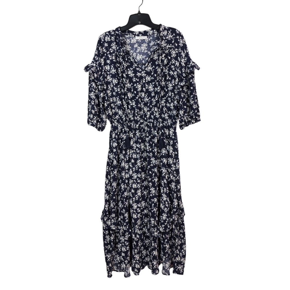 Calista Women's Floral Ruffle Midi Dress Navy - L